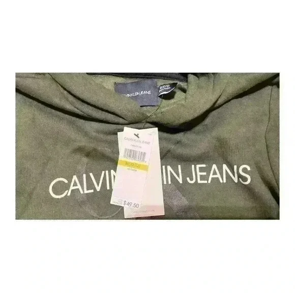 Calvin Klein Big Boys Old School Logo Pullover Hoodie Sequoia M(10/12) - Picture 8 of 9